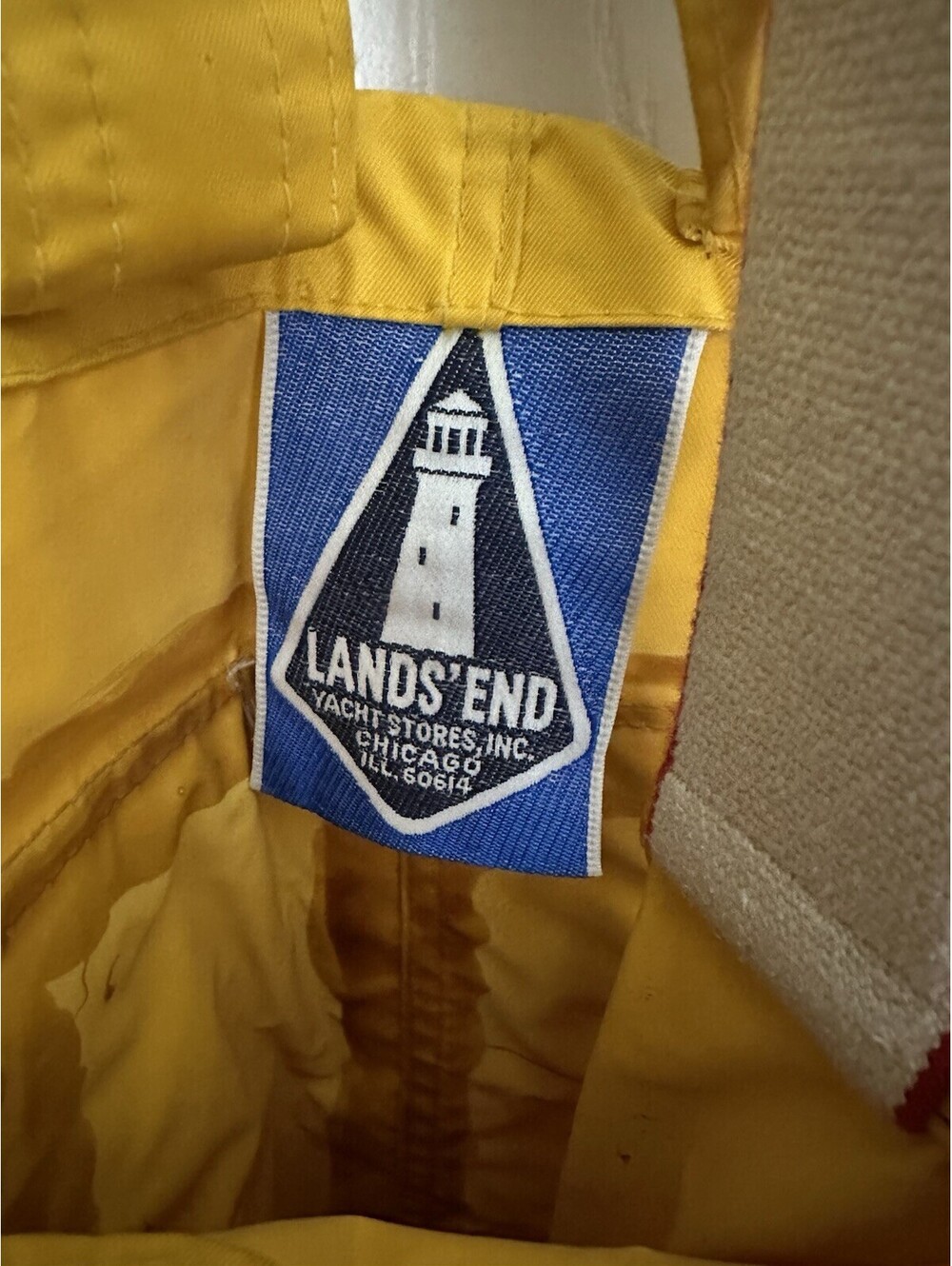 VTG Lands End Rain Bib Pants Yellow Mens M Waterproof Fishing Boat Gear